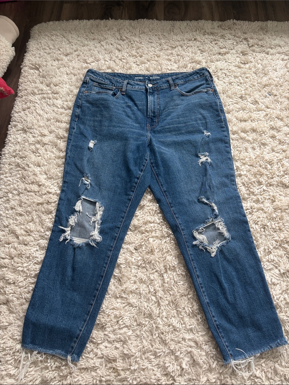 Old Navy Women's Distressed Dark Blue Jeans
